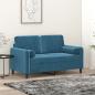 Preview: ARDEBO.de - 2-Sitzer-Sofa mit Zierkissen Blau 120 cm Samt