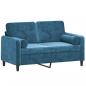 Preview: 2-Sitzer-Sofa mit Zierkissen Blau 120 cm Samt