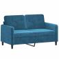 Preview: 2-Sitzer-Sofa mit Zierkissen Blau 120 cm Samt