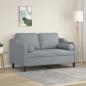 Preview: ARDEBO.de - 2-Sitzer-Sofa mit Zierkissen Hellgrau 120 cm Stoff