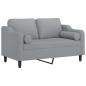 Preview: 2-Sitzer-Sofa mit Zierkissen Hellgrau 120 cm Stoff