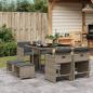 Preview: ARDEBO.de - 9-tlg. Garten-Essgruppe mit Kissen Grau Poly Rattan