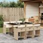 Preview: ARDEBO.de - 7-tlg. Garten-Essgruppe mit Kissen Beige Poly Rattan