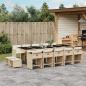 Preview: ARDEBO.de - 15-tlg. Garten-Essgruppe mit Kissen Beige Poly Rattan