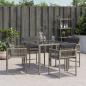 Preview: Gartenstühle mit Kissen 4 Stk. Grau Poly Rattan