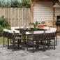 Preview: ARDEBO.de - 9-tlg. Garten-Essgruppe mit Kissen Braun Poly Rattan