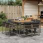 Preview: ARDEBO.de - 9-tlg. Garten-Essgruppe mit Kissen Grau Poly Rattan