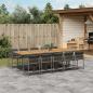 Preview: ARDEBO.de - 11-tlg. Garten-Essgruppe mit Kissen Grau Poly Rattan