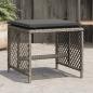 Preview: ARDEBO.de - Gartenhocker mit Kissen 4 Stk. Grau 41x41x36 cm Poly Rattan