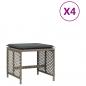 Preview: Gartenhocker mit Kissen 4 Stk. Grau 41x41x36 cm Poly Rattan