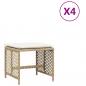 Preview: Gartenhocker mit Kissen 4 Stk. Beige 41x41x36 cm Poly Rattan