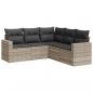 Preview: 5-tlg. Garten-Sofagarnitur mit Kissen Hellgrau Poly Rattan