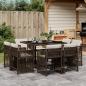 Preview: ARDEBO.de - 9-tlg. Garten-Essgruppe mit Kissen Braun Poly Rattan