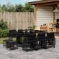 Preview: ARDEBO.de - 11-tlg. Garten-Essgruppe mit Kissen Schwarz Poly Rattan