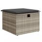 Preview: Gartenhocker mit Kissen Hellgrau 55x55x37 cm Poly Rattan