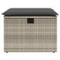 Preview: Gartenhocker mit Kissen Hellgrau 55x55x37 cm Poly Rattan