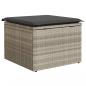 Preview: Gartenhocker mit Kissen Hellgrau 55x55x37 cm Poly Rattan