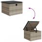 Preview: Gartenhocker mit Kissen Hellgrau 55x55x37 cm Poly Rattan