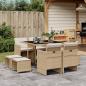 Preview: ARDEBO.de - 9-tlg. Garten-Essgruppe mit Kissen Beige Poly Rattan