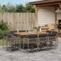 Preview: ARDEBO.de - 11-tlg. Garten-Essgruppe mit Kissen Grau Poly Rattan