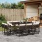 Preview: ARDEBO.de - 11-tlg. Garten-Essgruppe mit Kissen Braun Poly Rattan