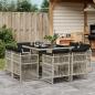 Preview: ARDEBO.de - 9-tlg. Garten-Essgruppe mit Kissen Hellgrau Poly Rattan