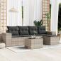 Preview: ARDEBO.de - 6-tlg. Garten-Sofagarnitur mit Kissen Hellgrau Poly Rattan