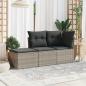 Preview: ARDEBO.de - 3-tlg. Garten-Sofagarnitur mit Kissen Hellgrau Poly Rattan