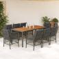 Preview: ARDEBO.de - 9-tlg. Garten-Essgruppe mit Kissen Grau Poly Rattan