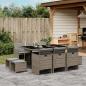 Preview: ARDEBO.de - 11-tlg. Garten-Essgruppe mit Kissen Grau Poly Rattan