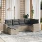 Preview: ARDEBO.de - 6-tlg. Garten-Sofagarnitur mit Kissen Hellgrau Poly Rattan