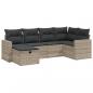 Preview: 6-tlg. Garten-Sofagarnitur mit Kissen Hellgrau Poly Rattan