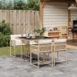 Preview: ARDEBO.de - 5-tlg. Garten-Essgruppe mit Kissen Beige Poly Rattan