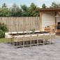 Preview: ARDEBO.de - 13-tlg. Garten-Essgruppe mit Kissen Beige Poly Rattan