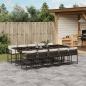 Preview: ARDEBO.de - 11-tlg. Garten-Essgruppe mit Kissen Braun Poly Rattan