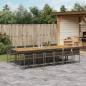 Preview: ARDEBO.de - 13-tlg. Garten-Essgruppe mit Kissen Grau Poly Rattan