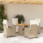 Preview: ARDEBO.de - 5-tlg. Garten-Essgruppe mit Kissen Beige Poly Rattan