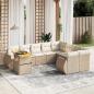 Preview: ARDEBO.de - 10-tlg. Garten-Sofagarnitur mit Kissen Beige Poly Rattan