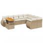 Preview: 10-tlg. Garten-Sofagarnitur mit Kissen Beige Poly Rattan