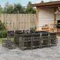 Preview: ARDEBO.de - 13-tlg. Garten-Essgruppe mit Kissen Grau Poly Rattan