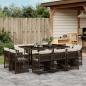 Preview: ARDEBO.de - 11-tlg. Garten-Essgruppe mit Kissen Braun Poly Rattan