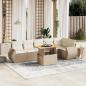 Preview: ARDEBO.de - 7-tlg. Garten-Sofagarnitur mit Kissen Beige Poly Rattan