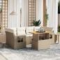 Preview: ARDEBO.de - 7-tlg. Garten-Sofagarnitur mit Kissen Beige Poly Rattan