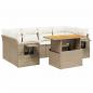 Preview: 7-tlg. Garten-Sofagarnitur mit Kissen Beige Poly Rattan