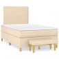 Preview: ARDEBO.de - Boxspringbett mit Matratze Creme 120x190 cm Stoff