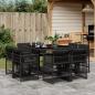 Preview: ARDEBO.de - 9-tlg. Garten-Essgruppe mit Kissen Schwarz Poly Rattan