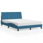 Preview: ARDEBO.de - Bett mit Matratze Blau 140x190 cm Samt