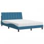 Preview: Bett mit Matratze Blau 140x190 cm Samt