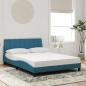 Preview: Bett mit Matratze Blau 140x190 cm Samt