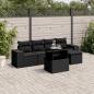 Preview: ARDEBO.de - 6-tlg. Garten-Sofagarnitur mit Kissen Schwarz Poly Rattan